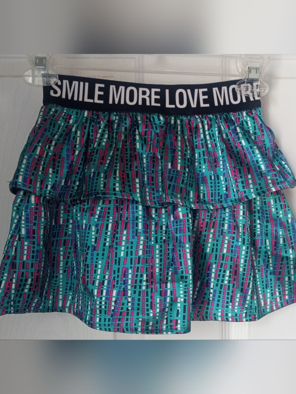Garanimals Teal Tiered Skirt with Black 'SMILE MORE LOVE MORE' Waistband